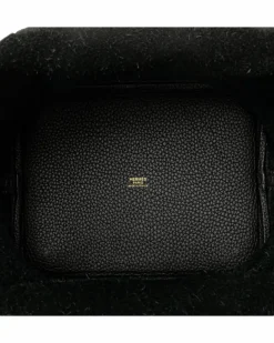 Tote Bags*Hermes Preloved Picotin Lock 22 Leather Tote with Buckle Closure Black