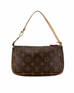Shoulder Bags*Louis Vuitton Preloved Pochette Accessoires Perforated Monogram Canvas Shoulder Bag Brown