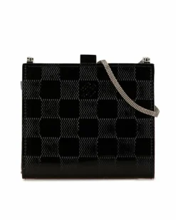 Clutch Bags*Louis Vuitton Preloved Pochette Accessoires Damier Check Patent Leather Black