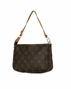 Shoulder Bags*Louis Vuitton Preloved Pochette Accessoires Monogram Coated Canvas Shoulder Brown