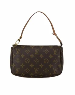 Shoulder Bags*Louis Vuitton Preloved Pochette Accessoires Monogram Canvas Shoulder Bag Brown