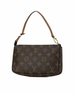 Shoulder Bags*Louis Vuitton Preloved Pochette Accessoires Monogram Canvas Shoulder Bag Brown