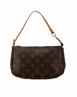Shoulder Bags*Louis Vuitton Preloved Pochette Accessoires Monogram Canvas Shoulder Bag Brown