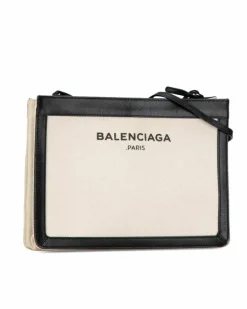 Cross-Body Bags*Balenciaga Preloved Pochette Crossbody Bag with Leather Trim and Top Zip Closure Brown