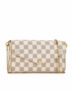 Cross-Body Bags*Louis Vuitton Preloved Pochette Metis Crossbody Bag Damier Azur White