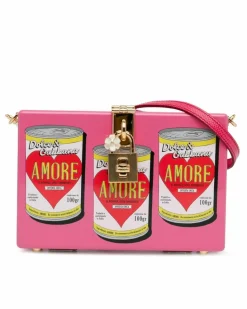 Cross-Body Bags*Dolce & Gabbana Preloved Printed Acrylic Amore Can Box Crossbody Bag with Metal Twist Pink