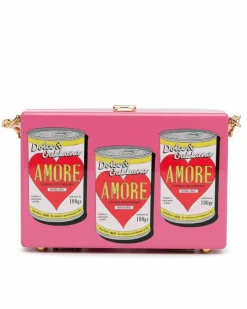 Cross-Body Bags*Dolce & Gabbana Preloved Printed Acrylic Amore Can Box Crossbody Bag with Metal Twist Pink