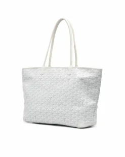 Tote Bags*Goyard Preloved Printed Coated Canvas Tote Bag with Dual Straps and Zip White