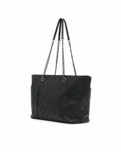Tote Bags*Chanel Preloved Quilted Leather Tote Bag Authentic Lambskin Leather Black