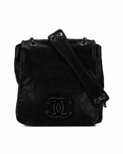 Cross-Body Bags*Chanel Preloved Quilted Calfskin Double Stitch Crossbody with Leather Woven Black
