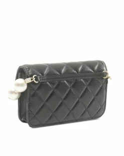 Clutch Bags*Chanel Preloved Quilted Calfskin Clutch with Faux Pearl Strap and Chain Black