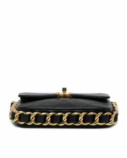 Cross-Body Bags*Chanel Preloved Quilted Calfskin Chain Flap Crossbody Bag Black
