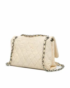 Shoulder Bags*Chanel Preloved Quilted Calfskin Shoulder Bag with CC Turn-Lock Closure White