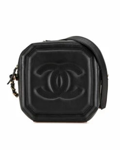Cross-Body Bags*Chanel Preloved Quilted Lambskin Octagon Camera Crossbody Bag Black