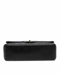 Shoulder Bags*Chanel Preloved Quilted Lambskin Leather Double Flap Shoulder Bag with Chain Black
