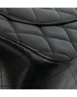 Shoulder Bags*Chanel Preloved Quilted Lambskin Leather Double Flap Shoulder Bag with Chain Black