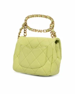 Cross-Body Bags*Chanel Preloved Quilted Lambskin Chain Top Handle Crossbody Bag Green