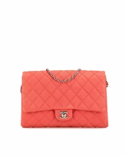 Shoulder Bags*Chanel Preloved Quilted Leather Flap Shoulder Bag with Chain Strap and Twist Red