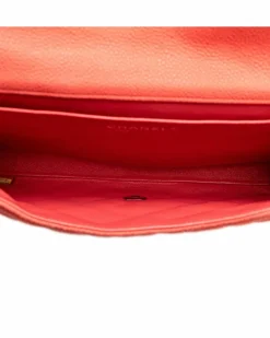 Shoulder Bags*Chanel Preloved Quilted Leather Flap Shoulder Bag with Chain Strap and Twist Red