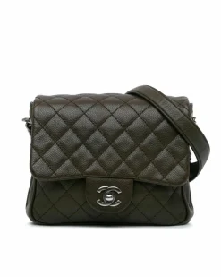Cross-Body Bags*Chanel Preloved Quilted Leather Crossbody Bag with Chain Strap and CC Turn Brown