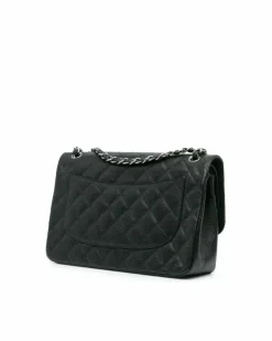 Shoulder Bags*Chanel Preloved Quilted Leather Double Flap Shoulder Bag with Chain Straps Black