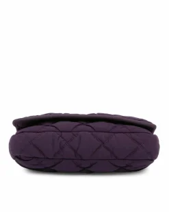 Shoulder Bags*Chanel Preloved Quilted Nylon Bubble Flap Shoulder Bag with Chain Straps Purple