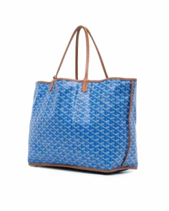 Tote Bags*Goyard Preloved Reversible Anjou GM Coated Canvas Tote Bag with Leather Trim Blue