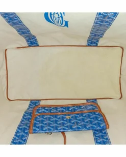 Tote Bags*Goyard Preloved Reversible Anjou GM Coated Canvas Tote Bag with Leather Trim Blue