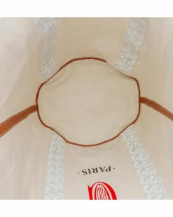 Tote Bags*Goyard Preloved Reversible Canvas Tote with Leather Trim and Flat Handles White