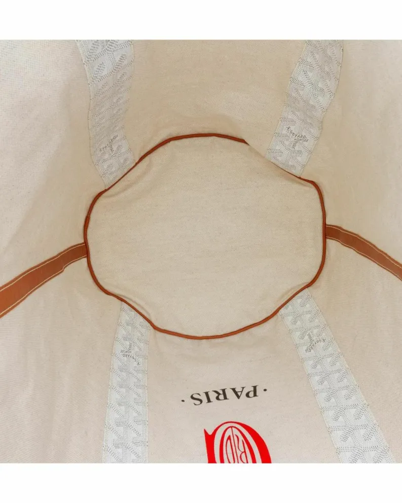 Tote Bags*Goyard Preloved Reversible Canvas Tote with Leather Trim and Flat Handles White