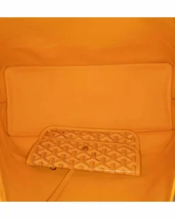 Tote Bags*Goyard Preloved Reversible Coated Canvas Tote with Leather Trim and Flat Yellow