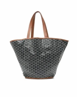 Tote Bags*Goyard Preloved Reversible Coated Canvas Tote with Leather Trim and Open Top Blue