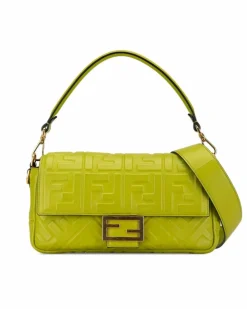 Cross-Body Bags*Fendi Preloved Roma Lime Leather Shoulder Bag Authentic Roma Green