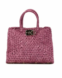 Tote Bags*Ferragamo Preloved Salvatore Studio Straw Tote Bag - Pink