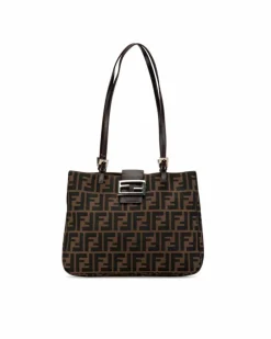 Tote Bags*Fendi Preloved Selleria Zucca Monogram Tote Bag Brown