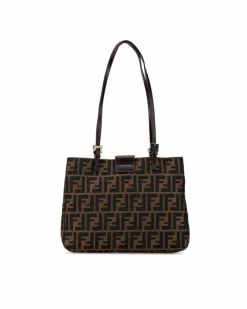 Tote Bags*Fendi Preloved Selleria Zucca Monogram Tote Bag Brown