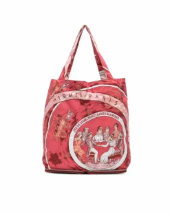 Tote Bags*Hermes Preloved Silky Pop Tote with Leather Casing and Zip Closure Red