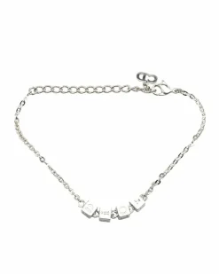 Bracelets*Dior Preloved Plated Charm Bracelet with Logo Cubes Silver