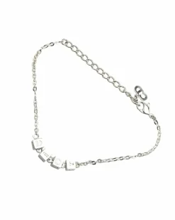 Bracelets*Dior Preloved Plated Charm Bracelet with Logo Cubes Silver