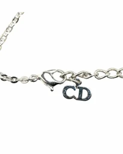 Bracelets*Dior Preloved Plated Charm Bracelet with Logo Cubes Silver