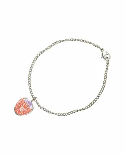 Bracelets*Chanel Preloved Plated Enamel Strawberry Chain Bracelet Silver
