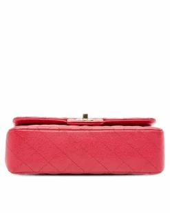 Shoulder Bags*Chanel Preloved Small Classic Double Flap Quilted Leather Shoulder Bag Pink
