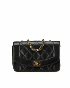 Cross-Body Bags*Chanel Preloved Small Lambskin Quilted Crossbody Bag with Chain Strap Black
