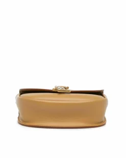 Cross-Body Bags*Saint Laurent Preloved Small Leather Crossbody Bag with Metal Logo and Magnetic Brown