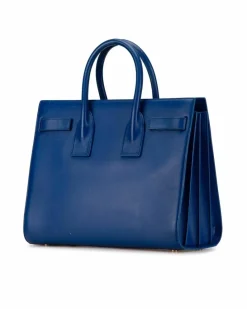 Shoulder Bags*Saint Laurent Preloved Small Leather Sac De Jour Satchel with Detachable Shoulder Blue