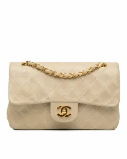 Shoulder Bags*Chanel Preloved Small Quilted Lambskin Double Flap Shoulder Bag with Chain Brown