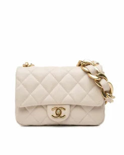 Shoulder Bags*Chanel Preloved Small Quilted Lambskin Flap Shoulder Bag with CC Twist-Lock Brown