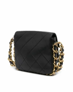Cross-Body Bags*Chanel Preloved Small Quilted Leather Chain Flap Crossbody Bag Black
