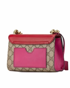 Cross-Body Bags*Gucci Preloved Small Supreme Padlock Crossbody Bag with Chain Strap and Brown