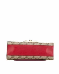 Cross-Body Bags*Gucci Preloved Small Supreme Padlock Crossbody Bag with Chain Strap and Brown
